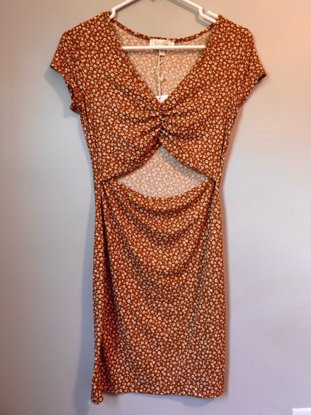 Jessica Simpson Rust Floral Cutout Dress